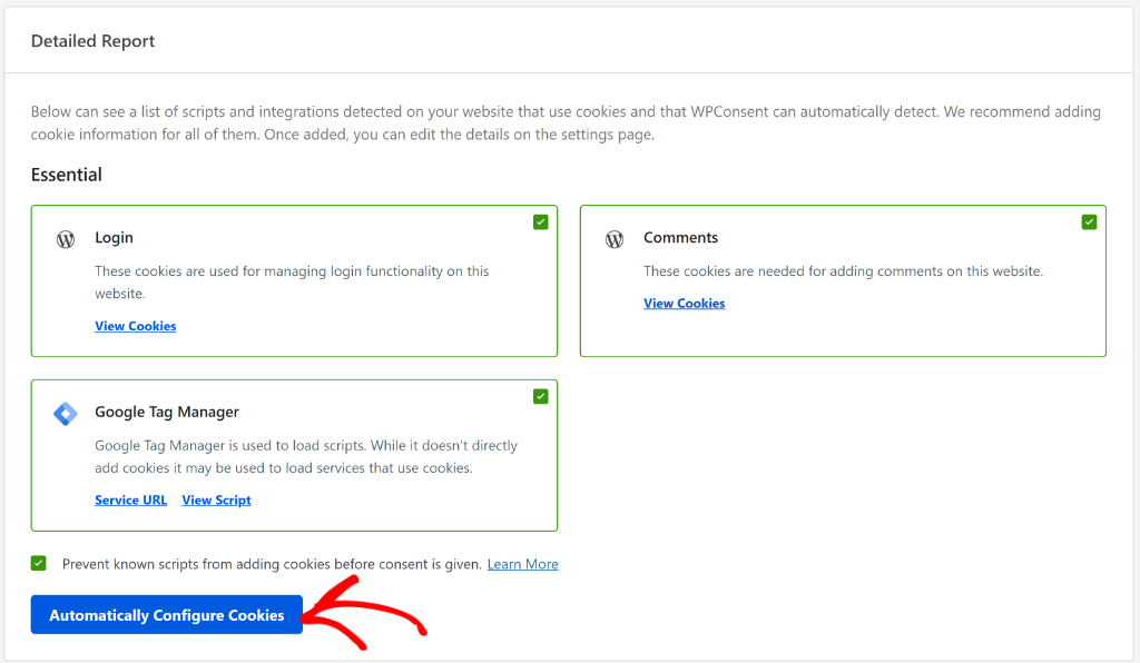 Automatically configure cookies on your site